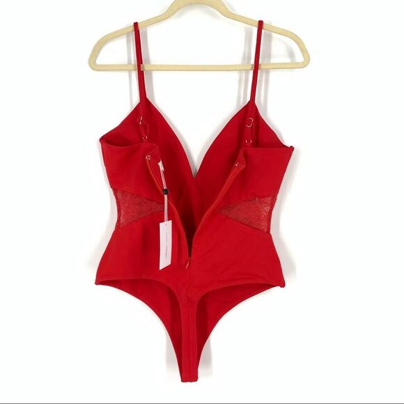 Lovers + Friends x Revolve Kerrie Bodysuit Cherry Red Women’s Small Lace Cut Out - Picture 5 of 12